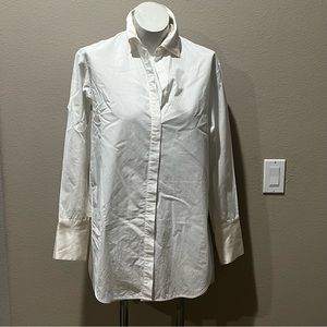 Rag and bone white collared oversized button up shirt